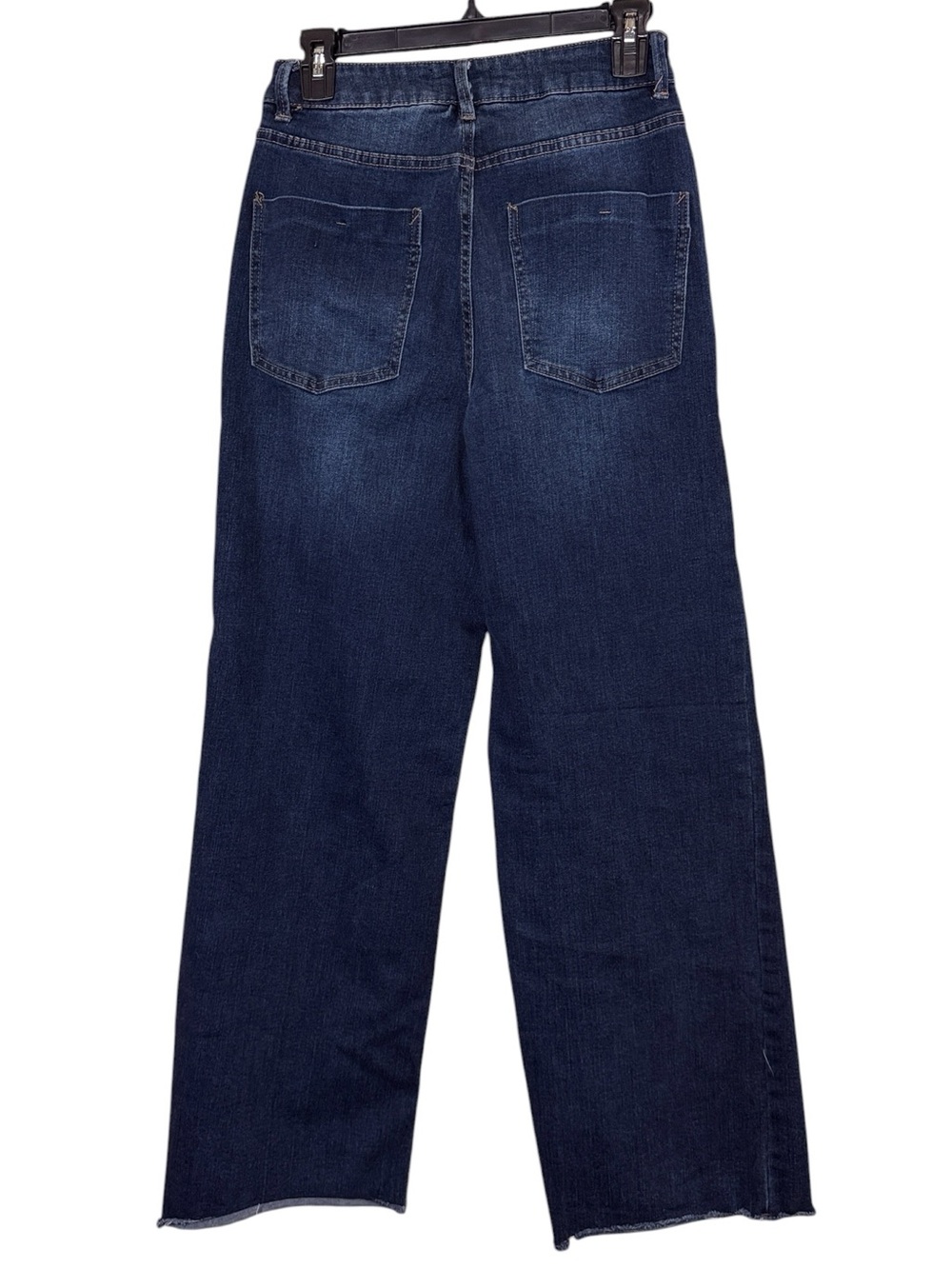 Oat New York Women’s Dark Blue Wide-Leg Jeans with Rhinestone Slash Pockets Sz 4 - Picture 4 of 11